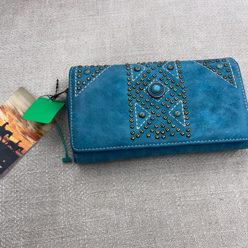 Montana West Blue Bohemian Clutch Wallet